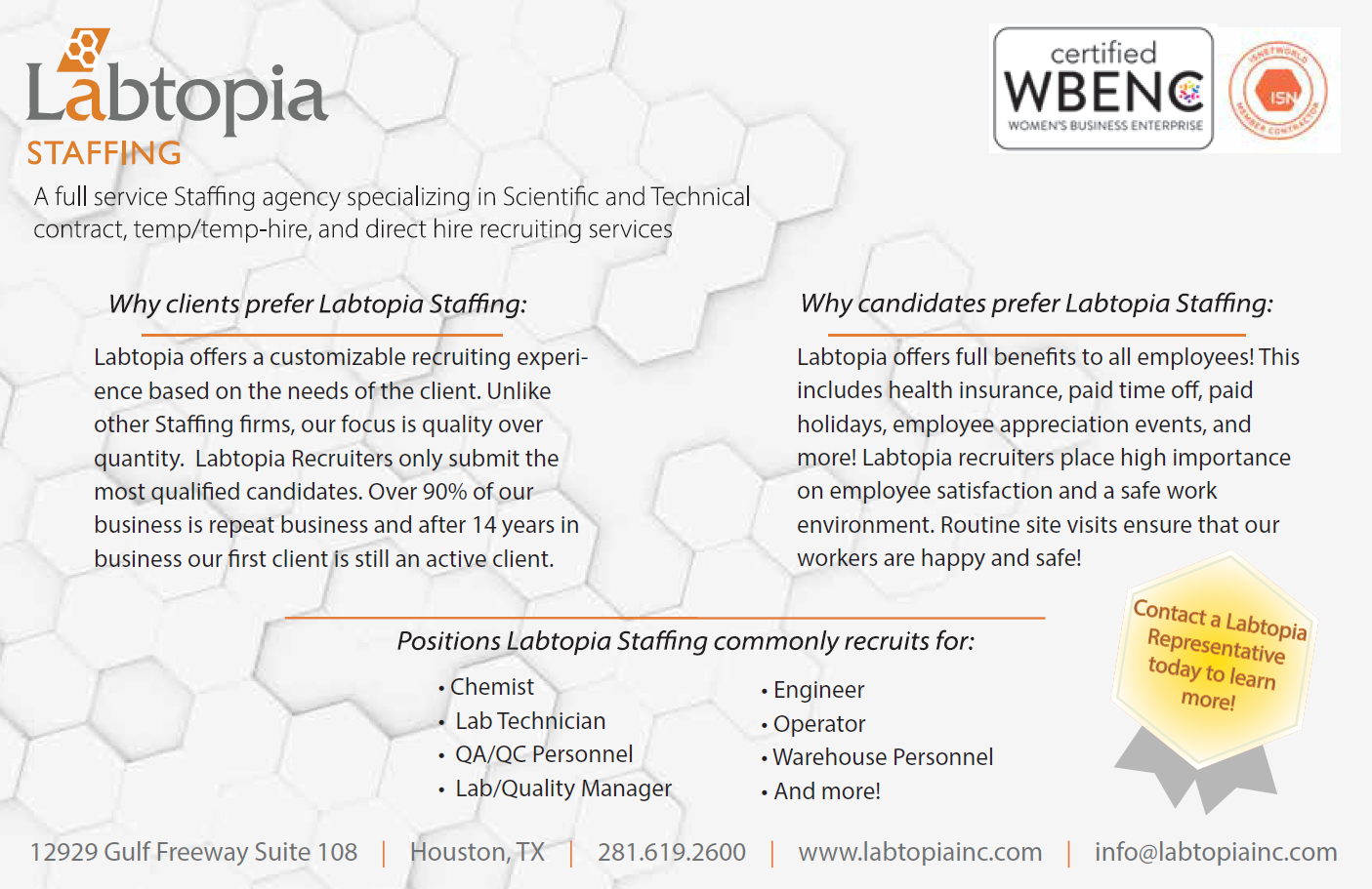 Benefits of Labtopia Staffing